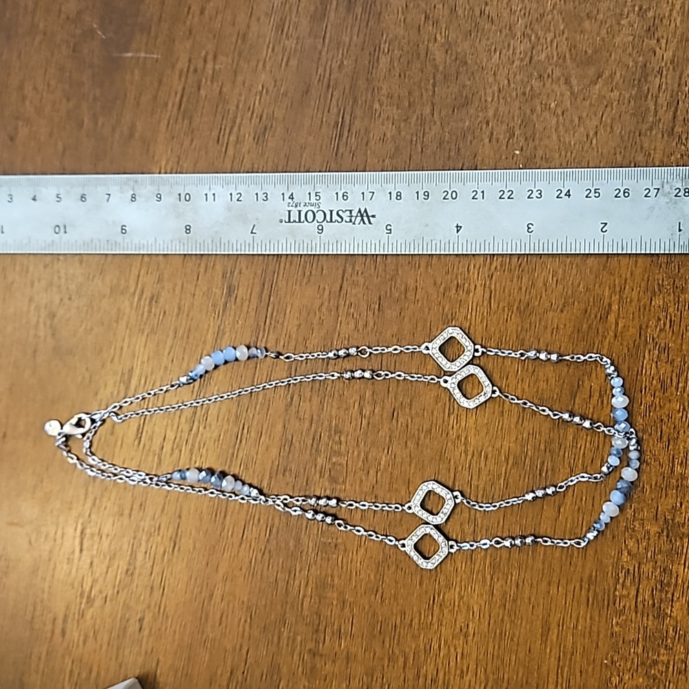 LOFT silver-colored long necklace with beads